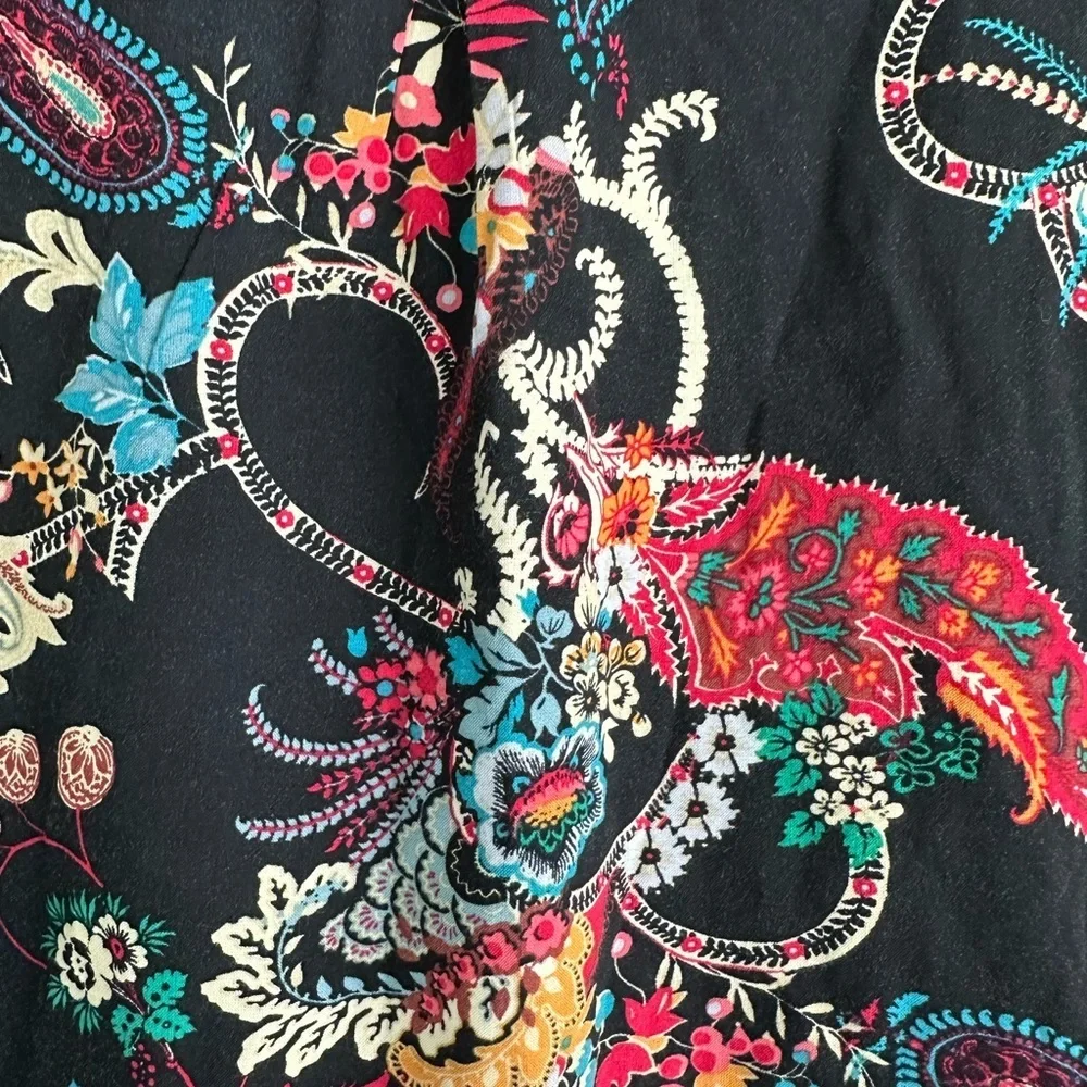 Figueroa & Flower Black Floral Women Tunic Blouse Top Size XL - Picture 2 of 4